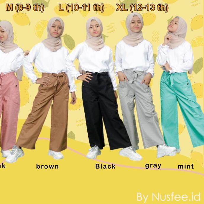 ► Celana Kulot Anak Perempuan Remaja/Tanggung usia 8-13 th Kulot Andin by Rainbow, Katun Cigaret / K