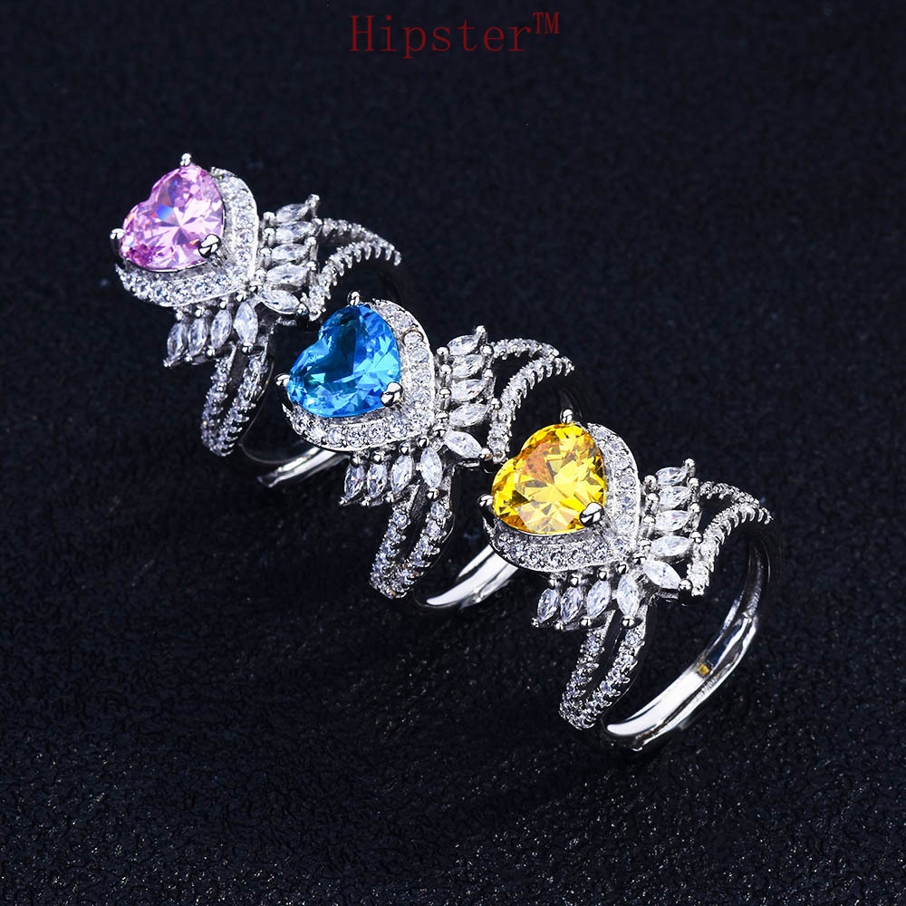 Heart-Shaped Ring Natural Fashion Sapphire Earings Set