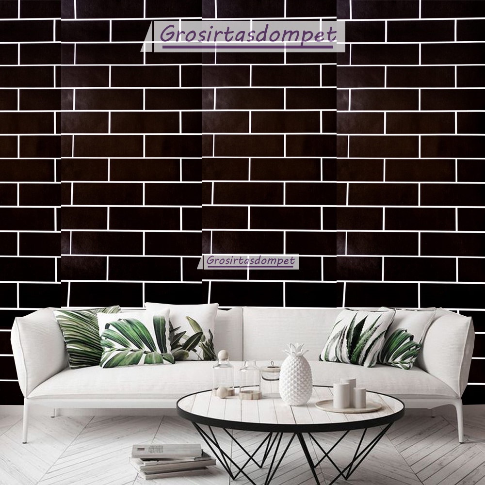 Jual Wallpaper Dinding BATA KERAMIK HITAM Stiker Murah Dekorasi Kamar