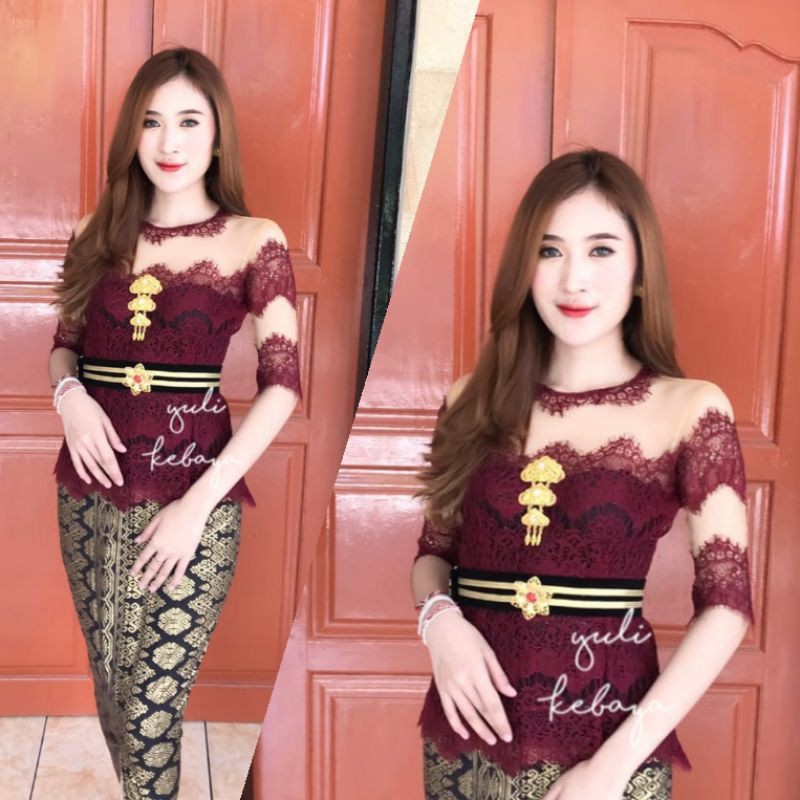 Kebaya Wisuda Kondangan Sabrina Kerah Brukat Rangrang