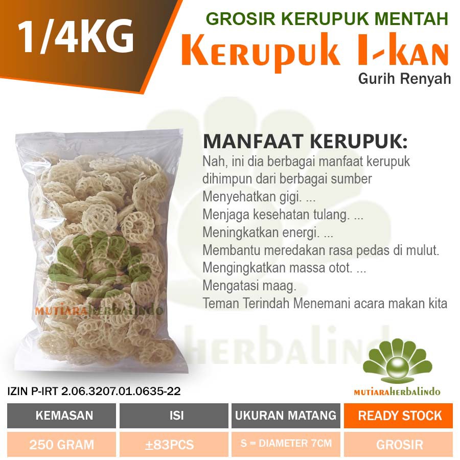 

kerupuk mentah putih bulat ikan gurih renyah garing merk AS 250gram