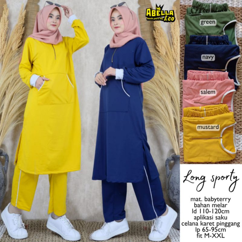 LONG SPORTY ORIGINAL PRODUK BY ABELLA //BAJU OLAHRAGA MUSLIMAH //SET OLAHRAGA MUSLIMAH