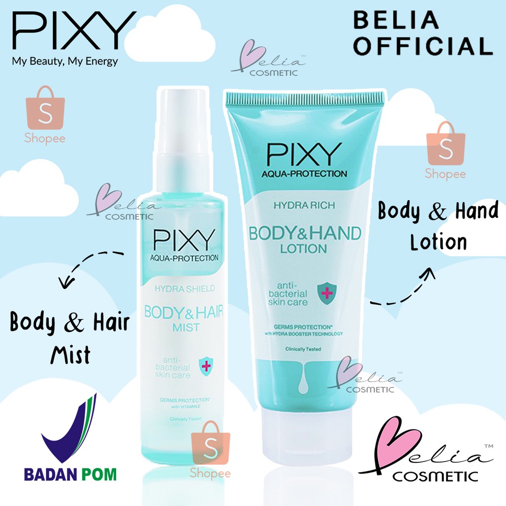 ❤ BELIA ❤ PIXY Aqua Protection Hydra Shield Body &amp; Hair  Mist | Hydra Rich Body &amp; Hand Lotion