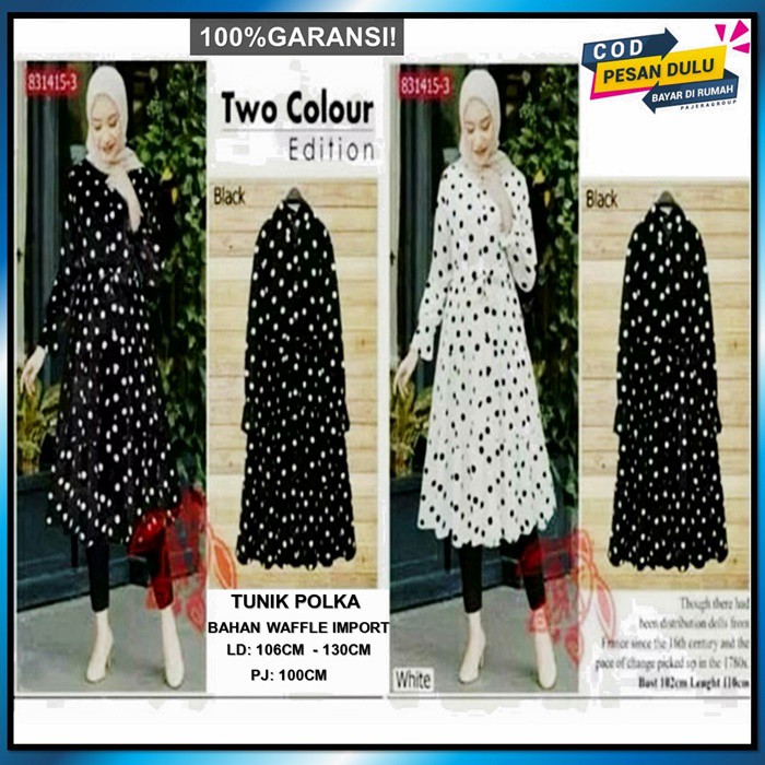 Atasan Tunik Polkadot Wanita Remaja Muslim Katun Import Jumbo Murah Terbaru