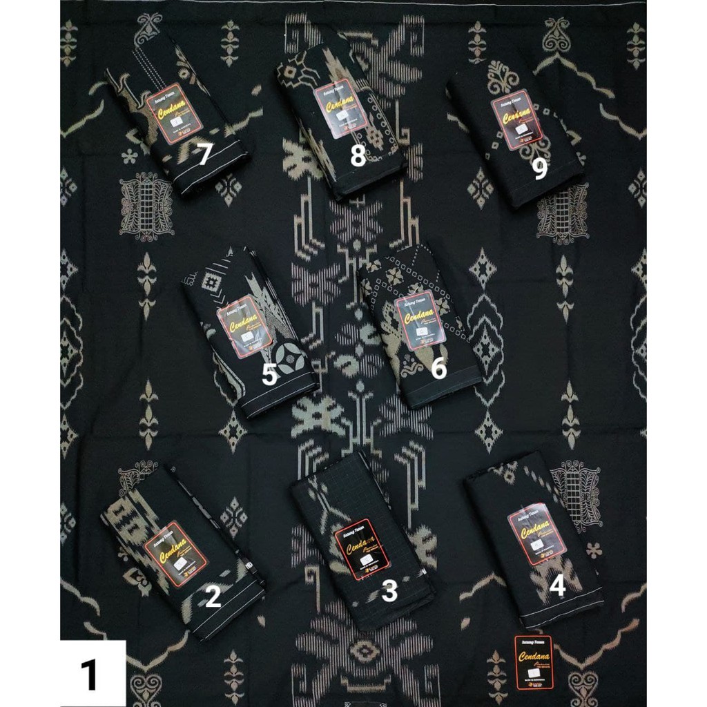 sarung cendana hitam batik polos