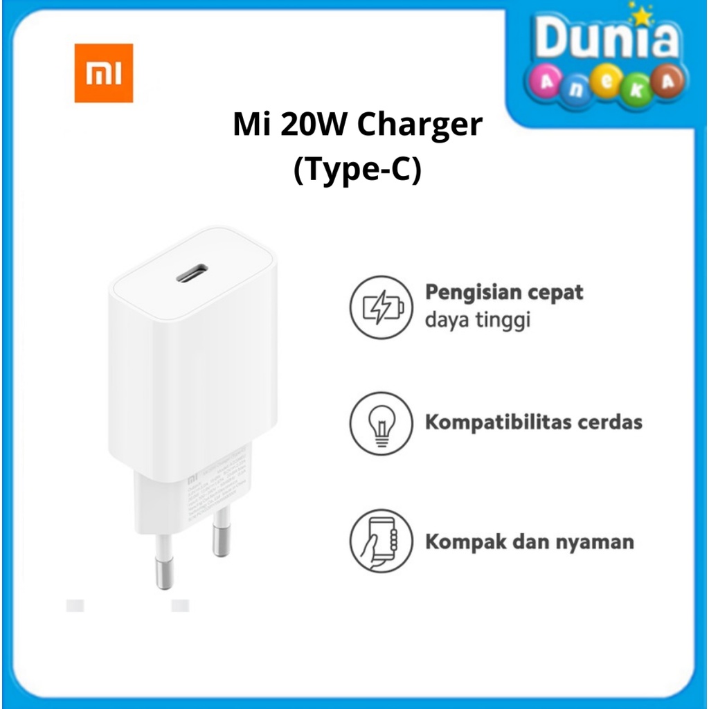 XIAOMI MI CHARGER 20W PORT TYPE USB C FAST CHARGING GARANSI RESMI