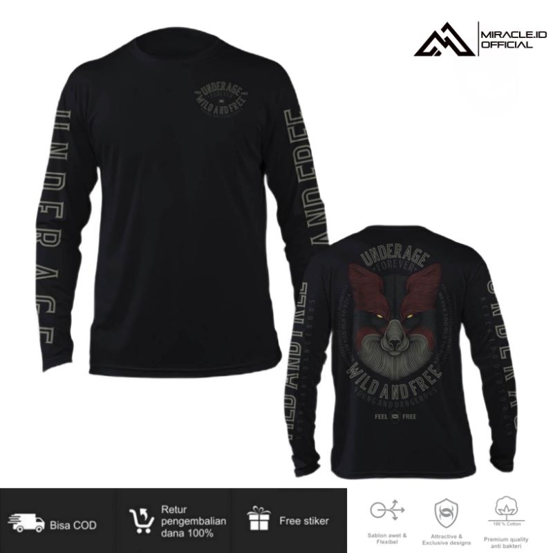 KAOS DISTRO PRIA ORIGINAL UNDERAGE KAOS MOTOR CUSTOM KEREN MURAH BAJU LENGAN PANJANG BRANDED PREMIUM