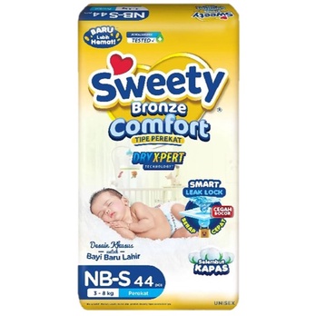 Sweety newborn new born dry x-pert perekat 44 bronze comfort Dryxpert Nb-S44 Perekat New born S 44 popok baru lahir NBS 44 atau nb s44  nbs-44 nb-s44 bayi baru lahir tape newborn nbs44 nbs popok sekali pakai baby