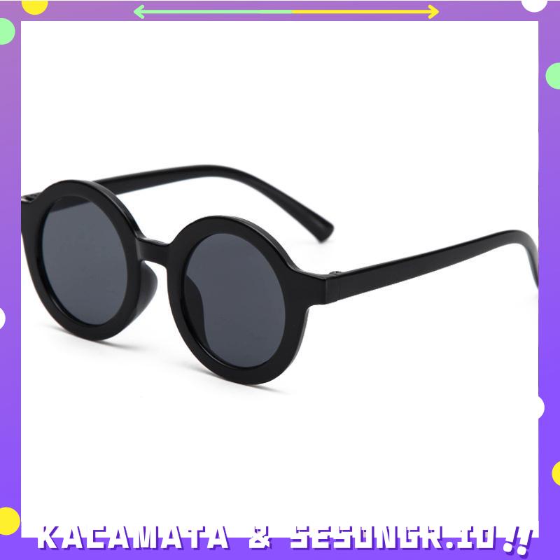 Kacamata Hitam Anak/kacamata bayi/unglasses anak Matte Bingkai Bulat Trendi Retro Cute Clear Vision