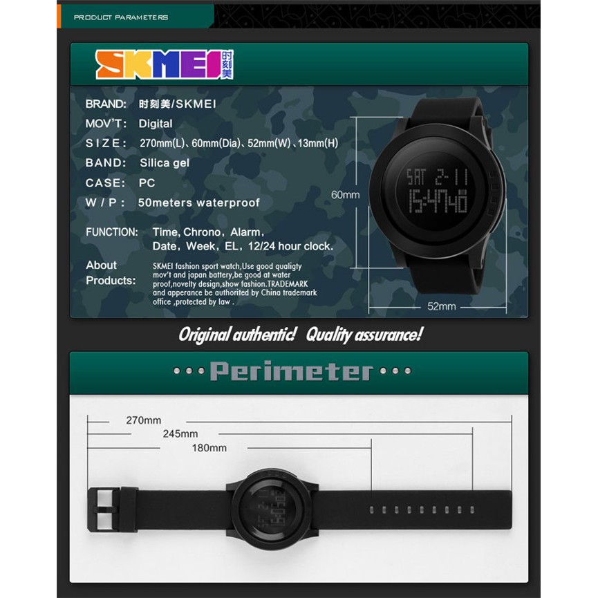 Jam Tangan Pria Digital SKMEI 1142 Black Water Resistant 50M