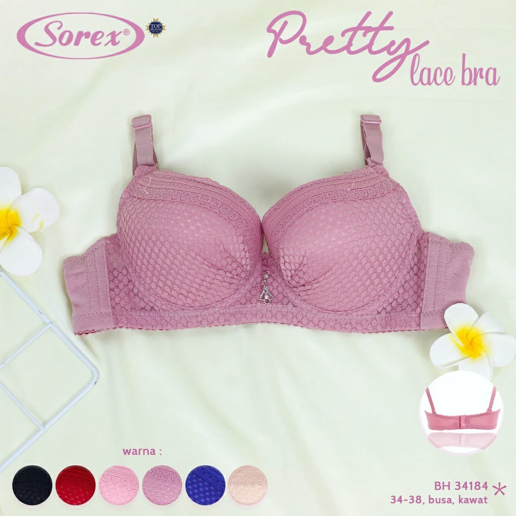 BH Sorex Bra Busa Tipis Kawat Kait 2 Push Up Bra Pretty Lace Bra Brukat Bra Harian Lembut Art 34184