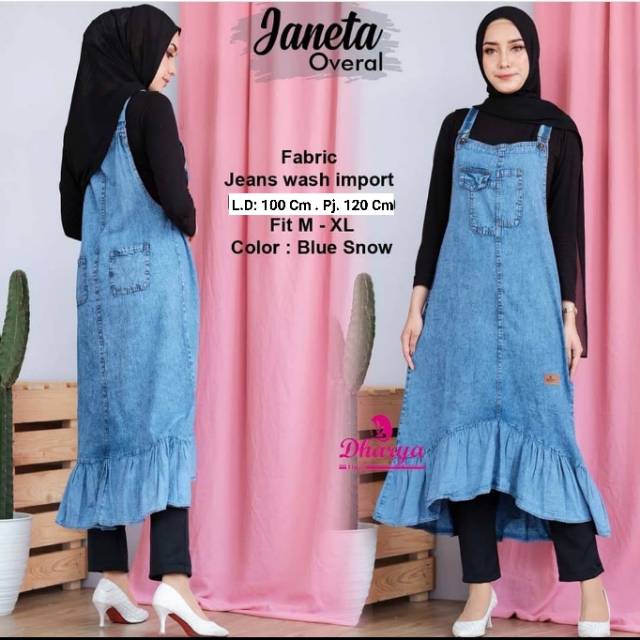 (2 Warna) Janeta Overall . Overall Jeans . Rok Overall . Overall Murah