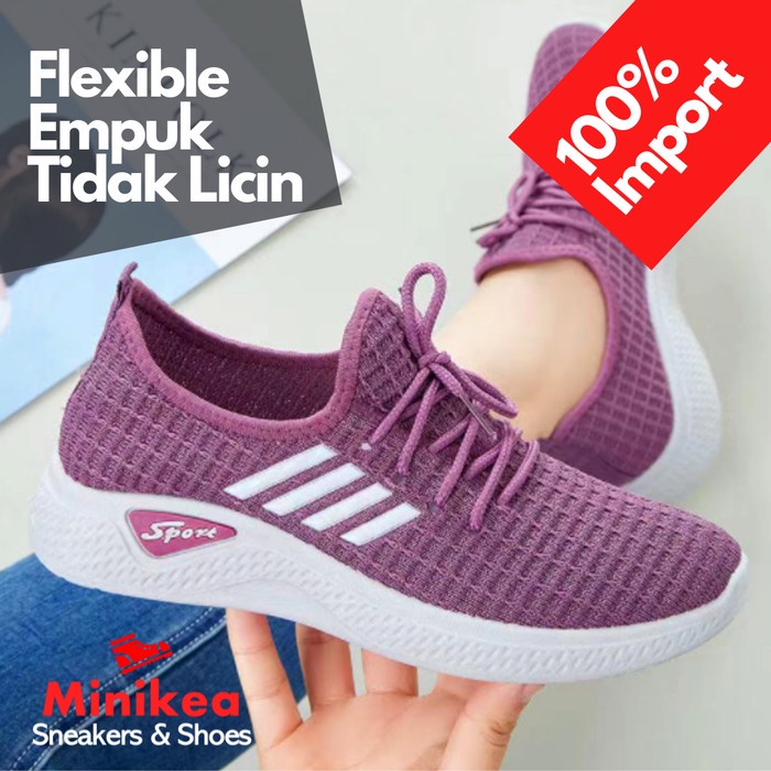 Sneakers Wanita Korea Import Original Sepatu Sport Olahraga Wanita SW9 - Hitam, 37