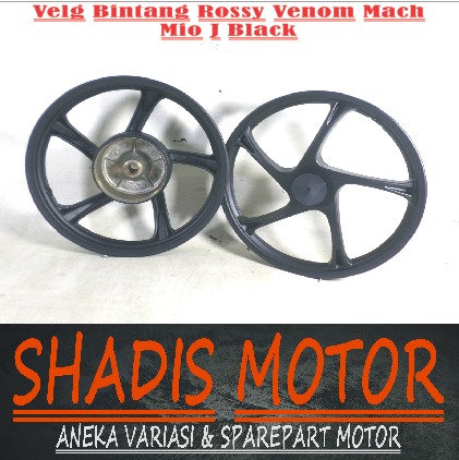 Velg Bintang Motor Merk Rossy Tipe Venom Macho Ukuran 140/160 Ring 14 Motor Mio J Warna Hitam Velg P