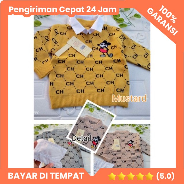 sweater kerah rajut import 2-7 tahun premium UNISEX / sweater rajut kerah anak cowok cewek