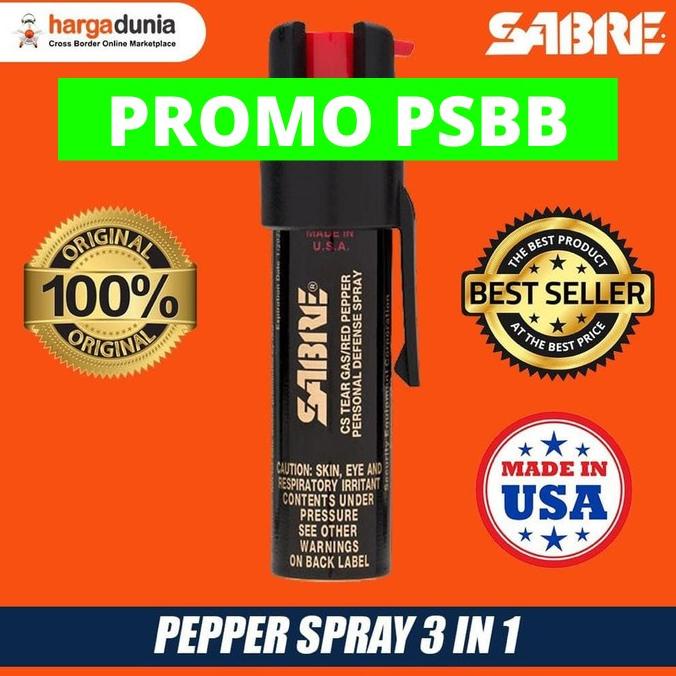 Sabre 3-In-1 Pepper Spray - Police Strength - Compact Size With Clip