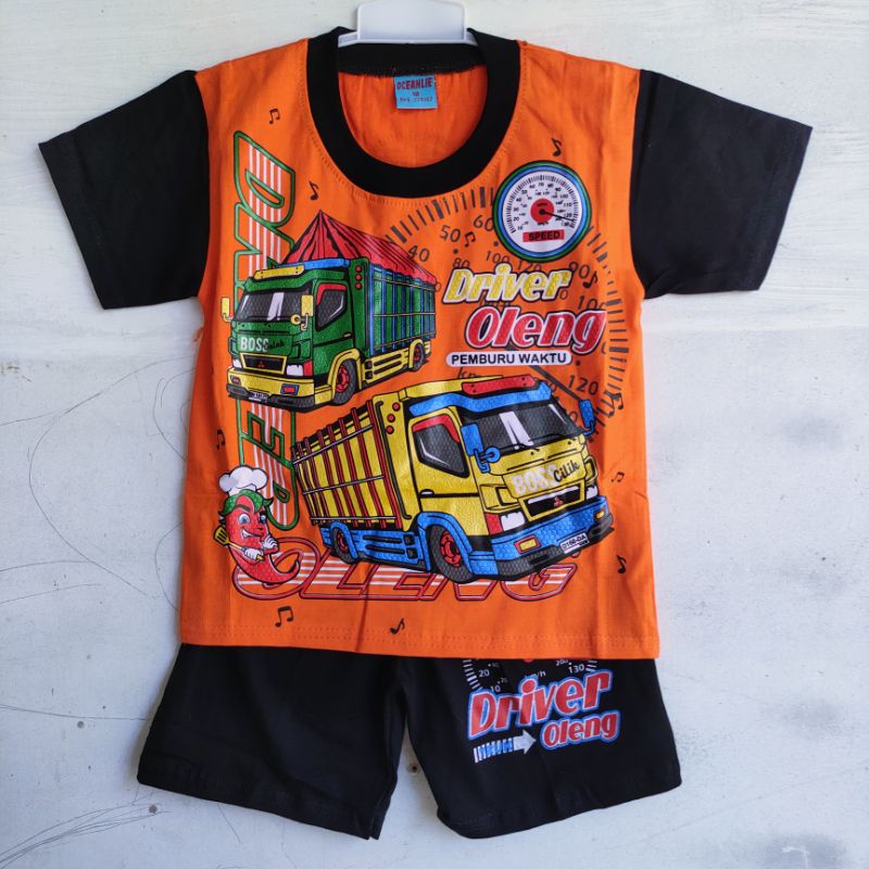 Setelan anak cowok 1 2 3 4 5 6 tahun truk truck oleng