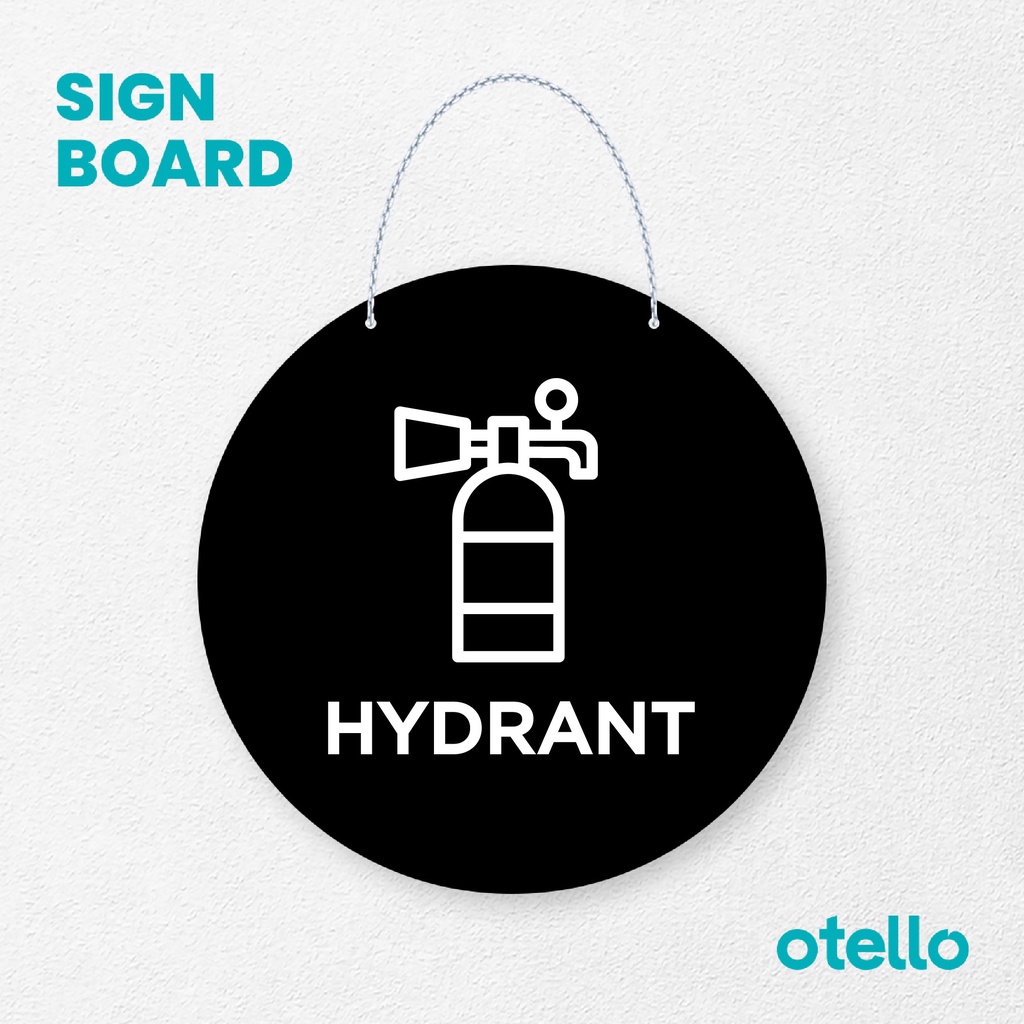 Otello Sign Hydrant Signage Board Acrylic Papan Gantung Label Akrilik Rantai Petunjuk Toko Modern Minimalist Kafe Restoran Kantor Gedung Cafe