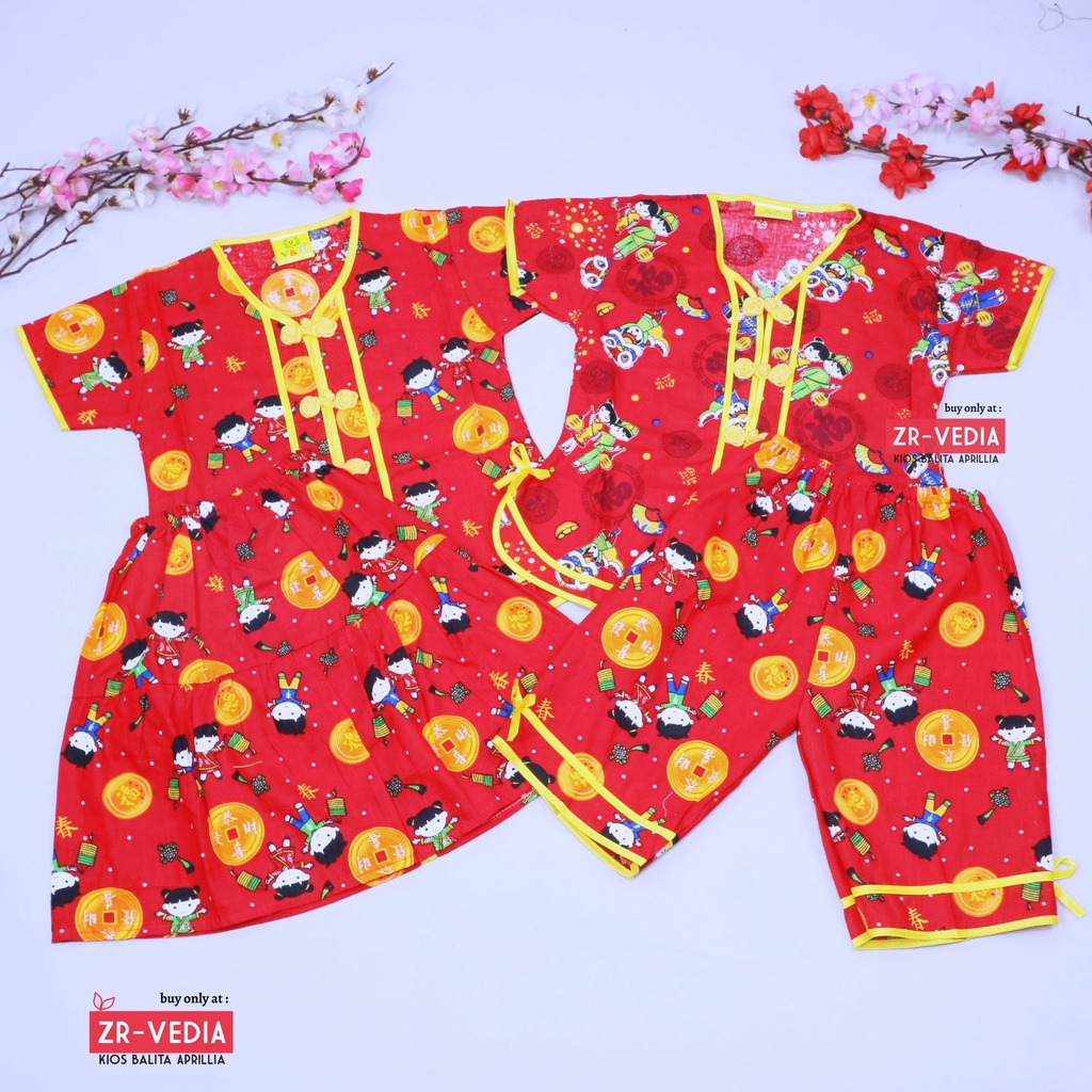 (BOY&amp;GIRLS) Baju Imlek uk Bayi s.d 5 Tahun / Dress Cheongsam Sanghai Merah Setelan Anak Laki