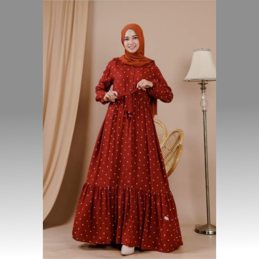 Gamis Rempel Rayon Premium / Fashion Wanita Muslim Terbaru 2021 Kekinian |  Baju Gamis Casual Almira Dress