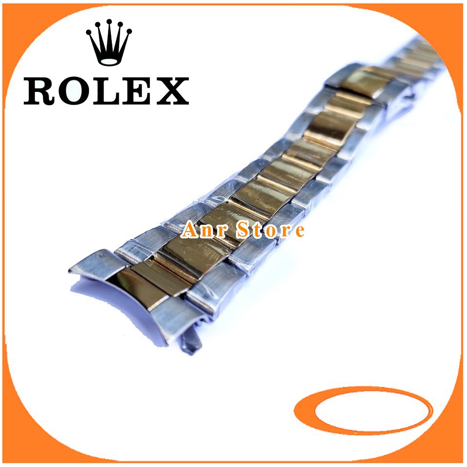 Tali Jam Tangan Rantai Rolex Daytona Stainless 20 mm Silver Gold