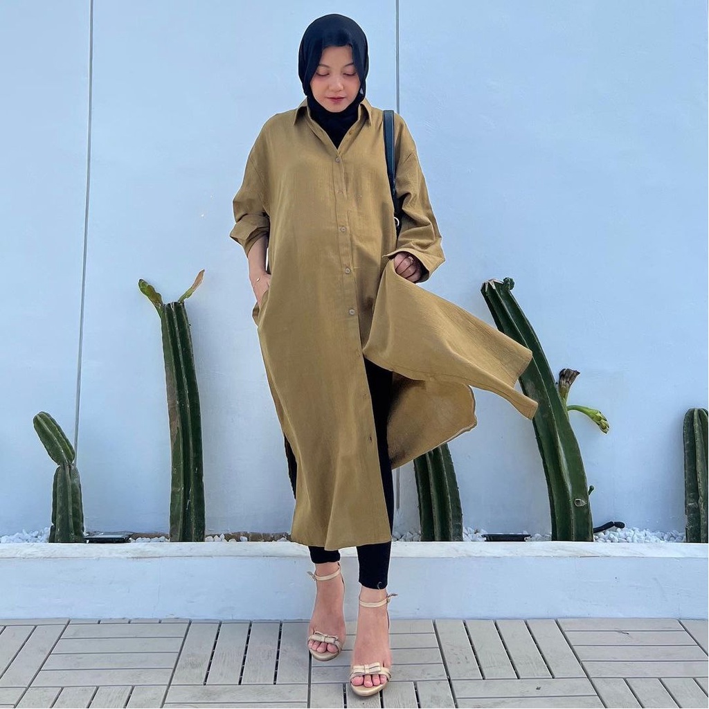 DRESS OVERSIZE/ SHIRT DRESS/ TUNIK CRINKLE OVERSIZE/ DRESS MIDI OVERSIZE / DRESS LINEN CRINKLE/ DRESS BYACLOTH/ GAMIS KAFTAN/ DRESS LUXURY