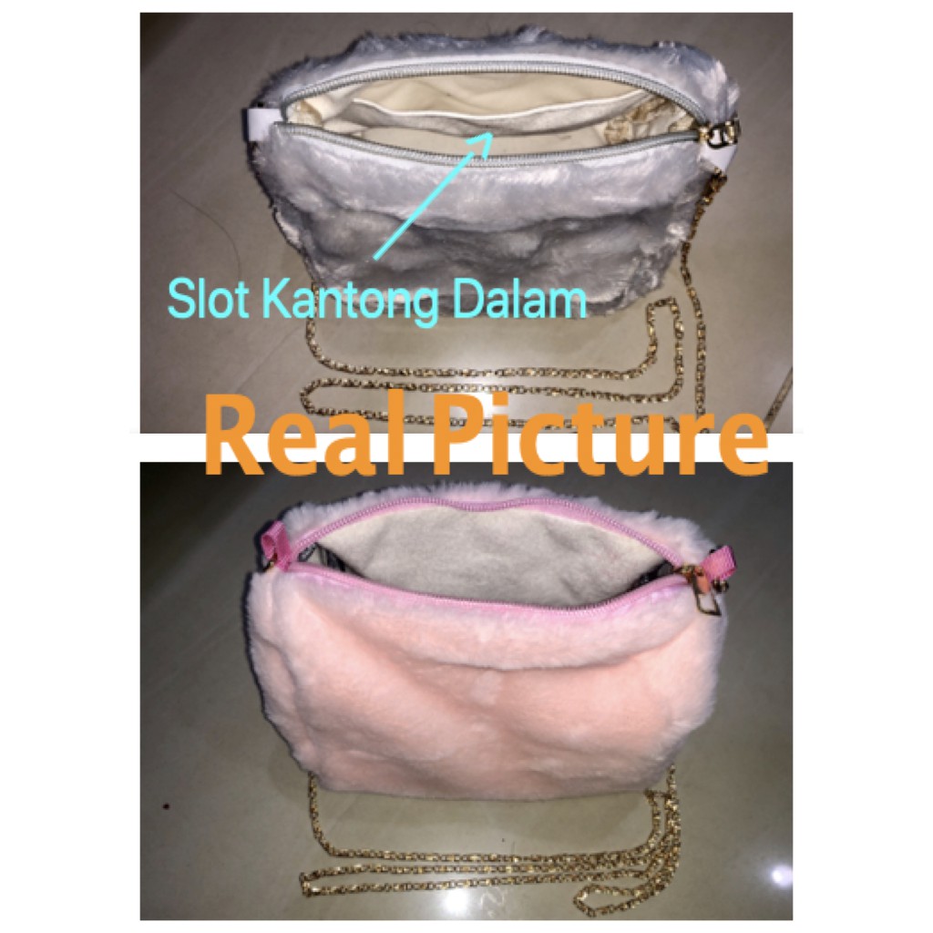 LJY42 Tas Korea Selempang Bulu Tas Fashion Tas Wanita Sling Bag Impor Brand New TKM