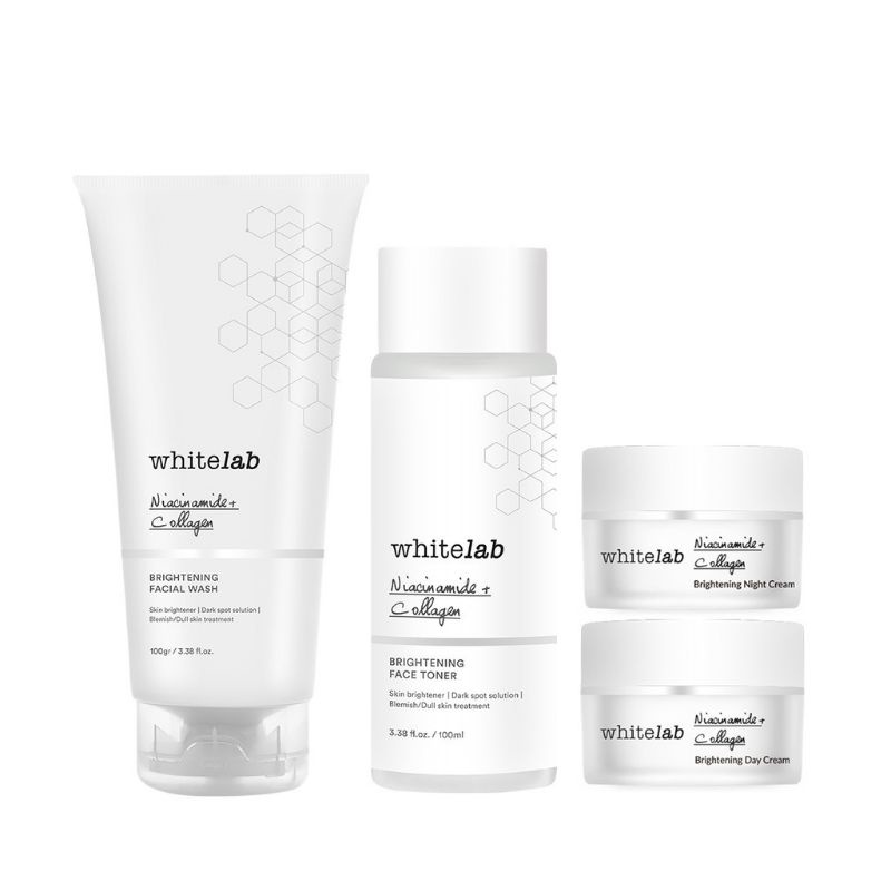 WHITELAB BRIGHTENING PAKET WAJAH (facial wash, toner, day cream, night cream)