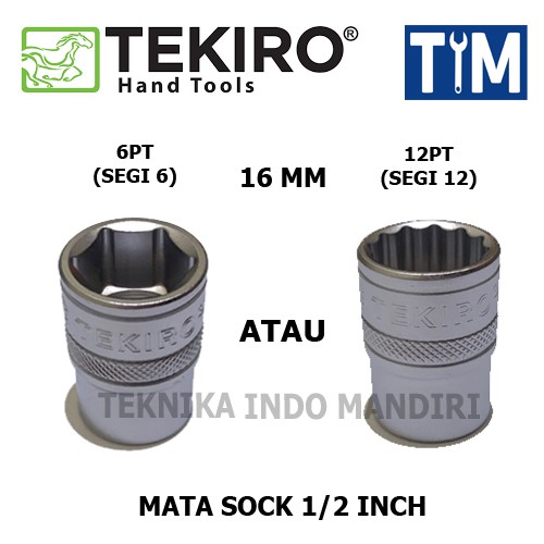 TEKIRO Mata Sock 1/2" 16 MM / Kunci Sock / Mata Sok / Kunci Sok 1/2 INCH ukuran 16 MM