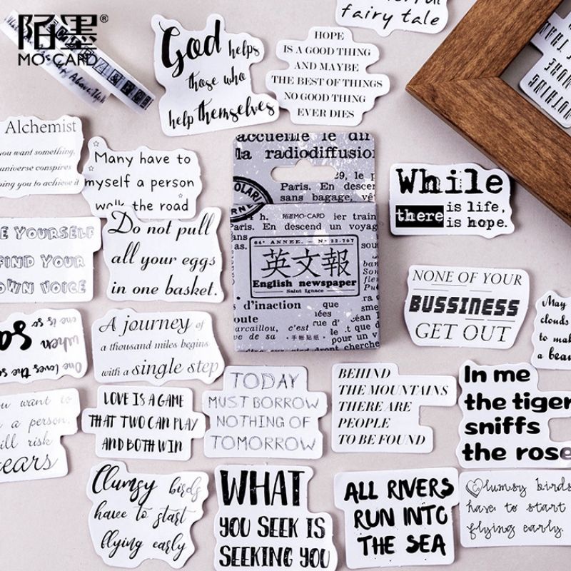 

45 Sticker Quotes English Newspaper untuk Journal/Diary/Scrapbook/dll