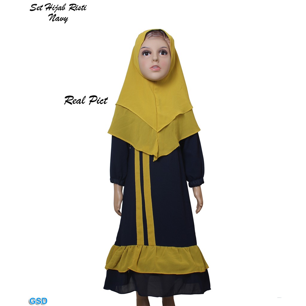 Hijab Risti/Gamis Muslimah/ Fashion Muslim Anak Terbaru/ Dress Muslim/Baju Ngaji/Baju Lebaran/Harian