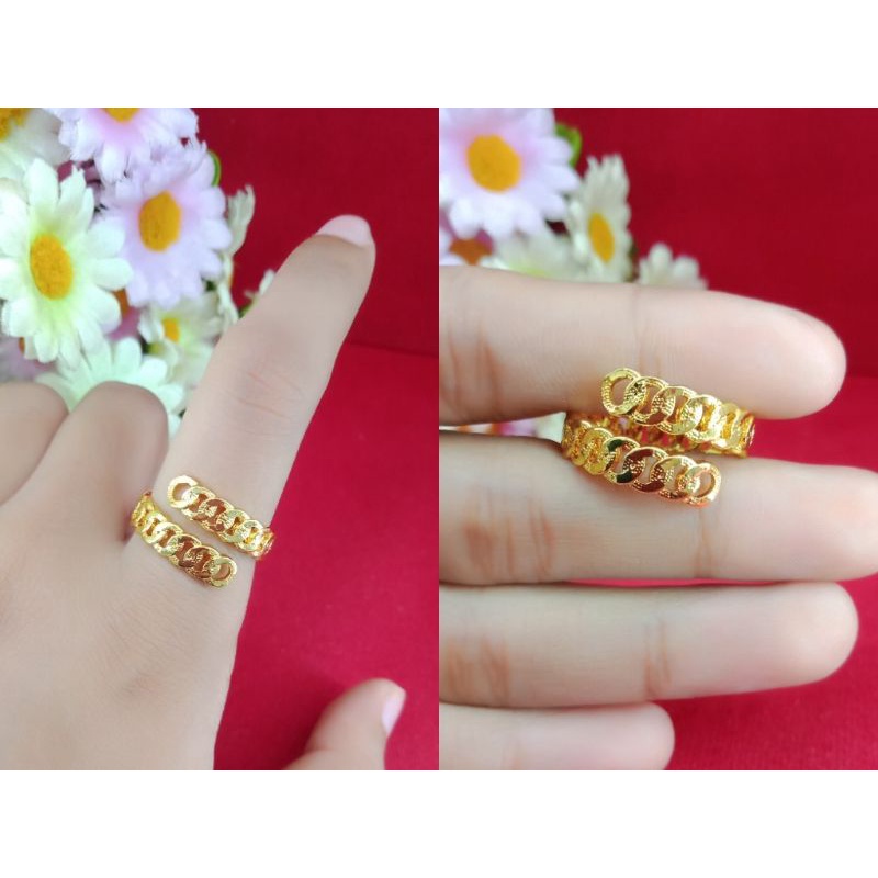 Cincin dewasa emas muda aksesoris perhiasan wanita emas muda kadar rendah kadar 35%