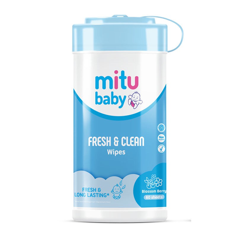 MITU BABY WIPES BOTTLE FRESH &amp; CLEAN BLUE --PINK 60S