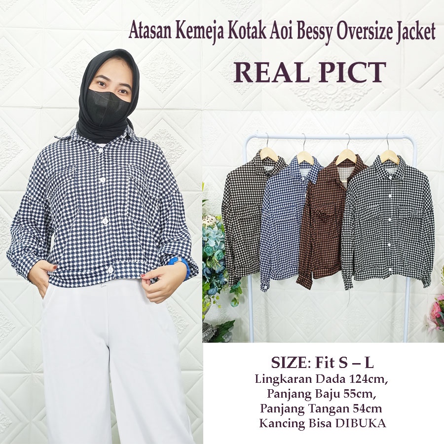 ATASAN KEMEJA KOTAK AOI BESSY OVERSIZE JAKET CARLINA