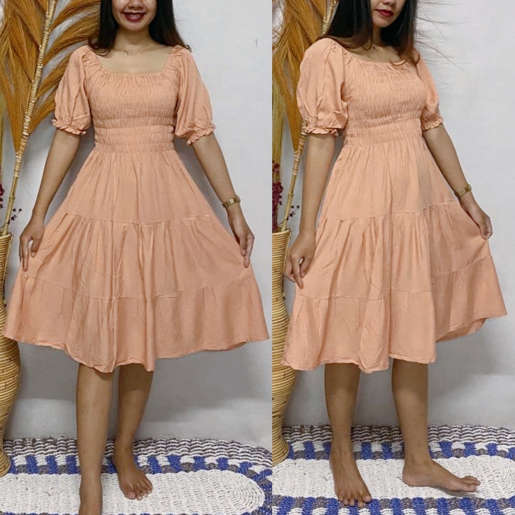 Kiandra - Dress Kerut Midi Double Ruffle Polos