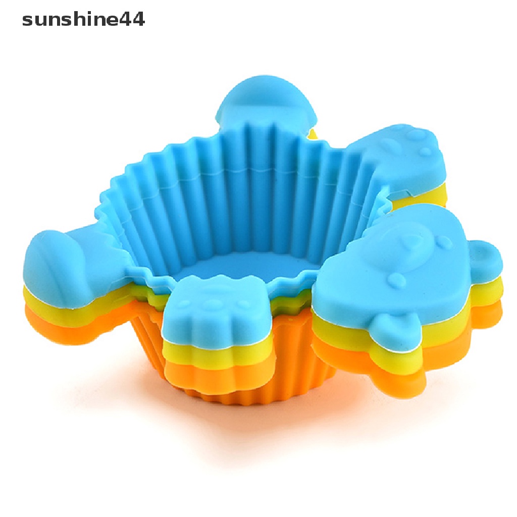 Sunshine 1pc Cetakan Kue / Cupcake Mini DIY Bentuk Beruang Kartun Bahan Silikon