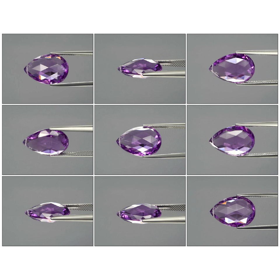 VS Briolette Drilled Rose-Cut 7.7ct 16.8x11.5mm Natural Unheated Purple Amethyst Uruguay AT195