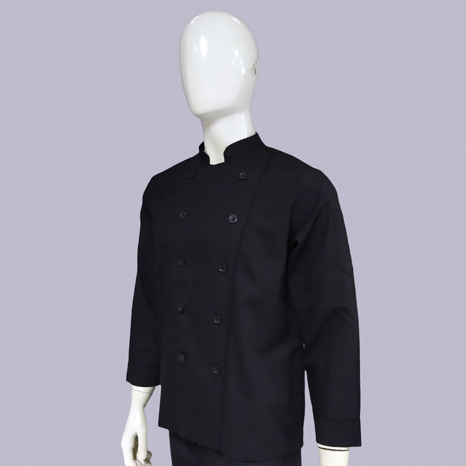 Chef Wear Baju Koki LS Hitam (piping hitam) S-XXL