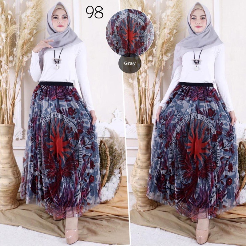 Rok Tutu Panjang Branded Printing / Tutu Maxi Skirt Import - Katlyn Shop-Dior 98