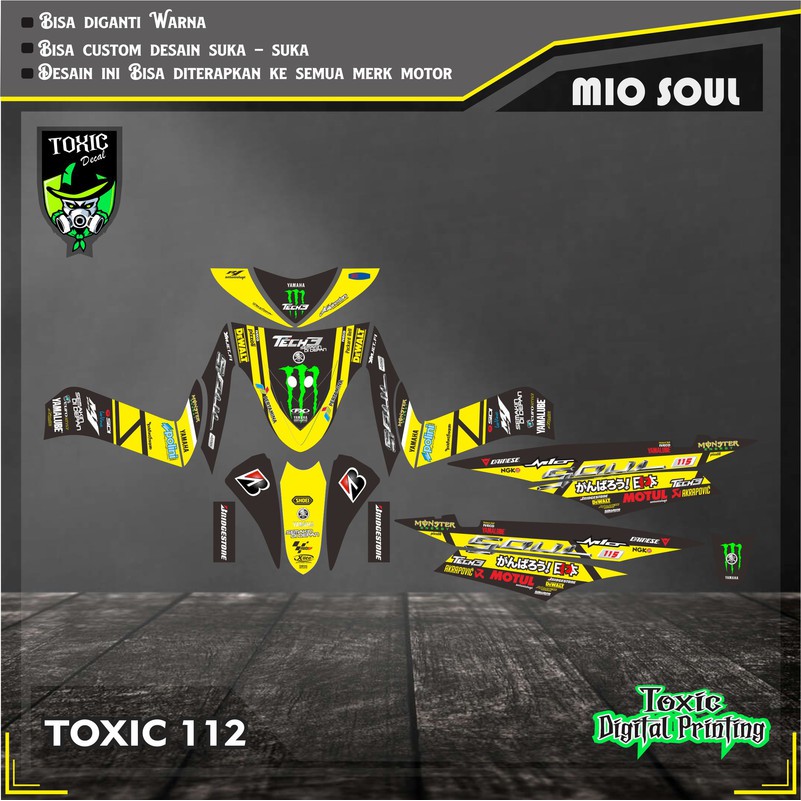 Sticker Decal YAMAHA MIO SPORTY MONSTER HITAM BIRU