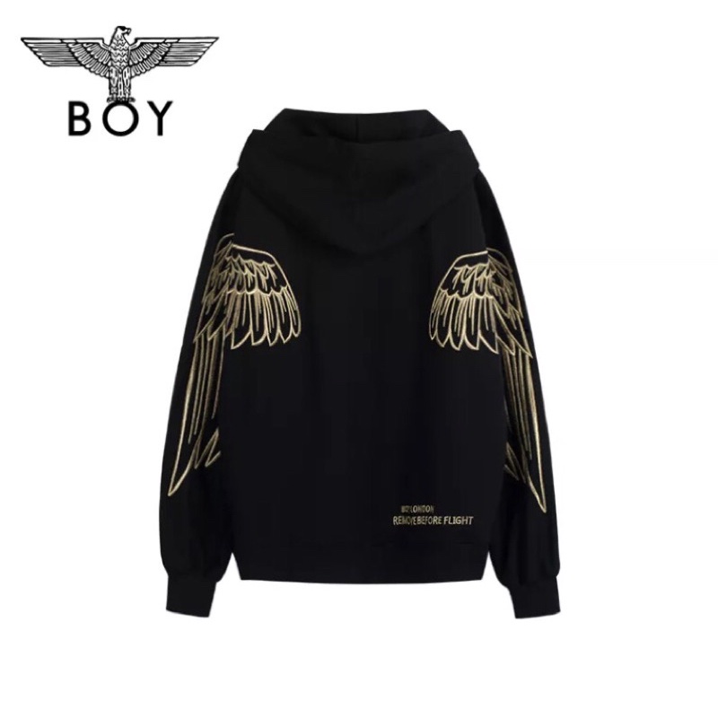 BOY25 SWEATER HOODIE BOY LONDON WINGS BORDIR GOLD IMPORT PRIA WANITA ASIA EROPA KOREA AMERIKA