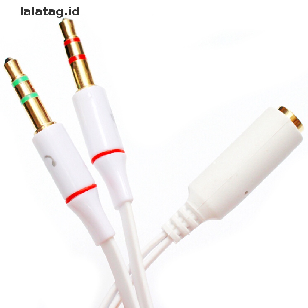 (Flyag) 1pc Adapter Splitter Y 3.5mm 2 Jack Male Ke 1 Female Untuk Headphone / Mic (ID)