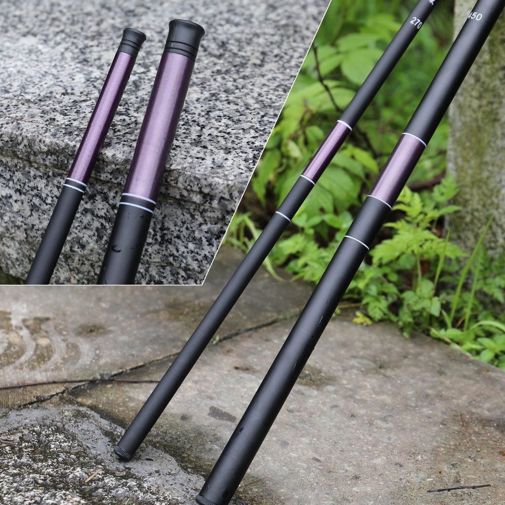 Joran Tegek Fishing Rod Teleskopik Pancing Super Ringan 2.7M-7.2M Serat Karbon Tinggi Hitam Portabel Aliran Pancing 2.7M 3.6M 4.5M 5.4M 6.3M 7.2M Perjalanan Carp Rod untuk Air Tawar