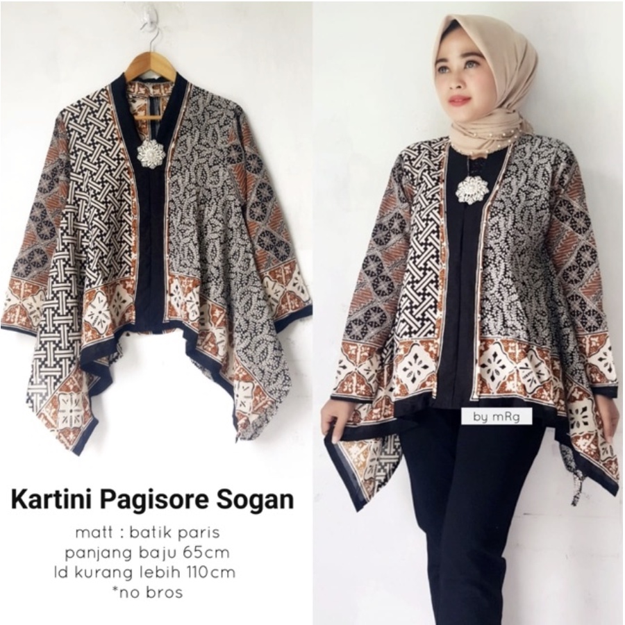 ADA JUMBO XXL XXXL - PREMIUM Kartini Pagi Sore Warna Batik Blouse Hits Formal Wanita Kerja Kain Paris Adem Bahan Jatuh Atasan Kebaya Kutubaru Blus Encim Kondangan Kerja Kantoran Viral