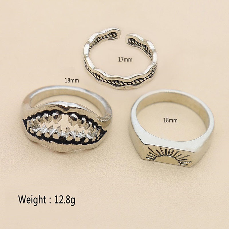 3pcs / Set Cincin Buku Jari Aneka Bentuk Warna Silver Untuk Wanita