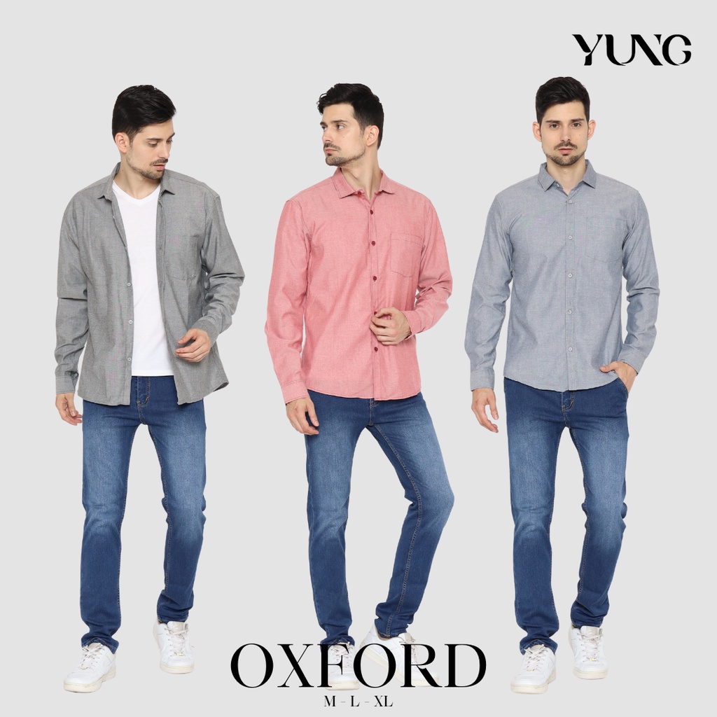 YUNG Kemeja Kerja Pria Slimfit Oxford