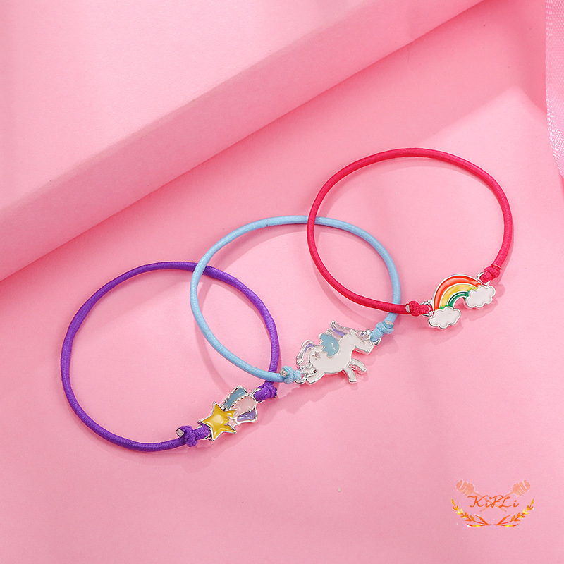 Korea Ins Rainbow Tali Rambut,Peri Super Indah Meteor Unicorn Tali,Elastis Gelang Elastis Penggunaan Ganda