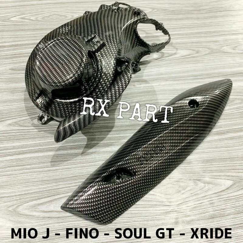 Tutup knalpot Tameng/Cover knalpot MIO J,MIO GT,FINO,XRIDE Cover kipas corak Carbon/karbon