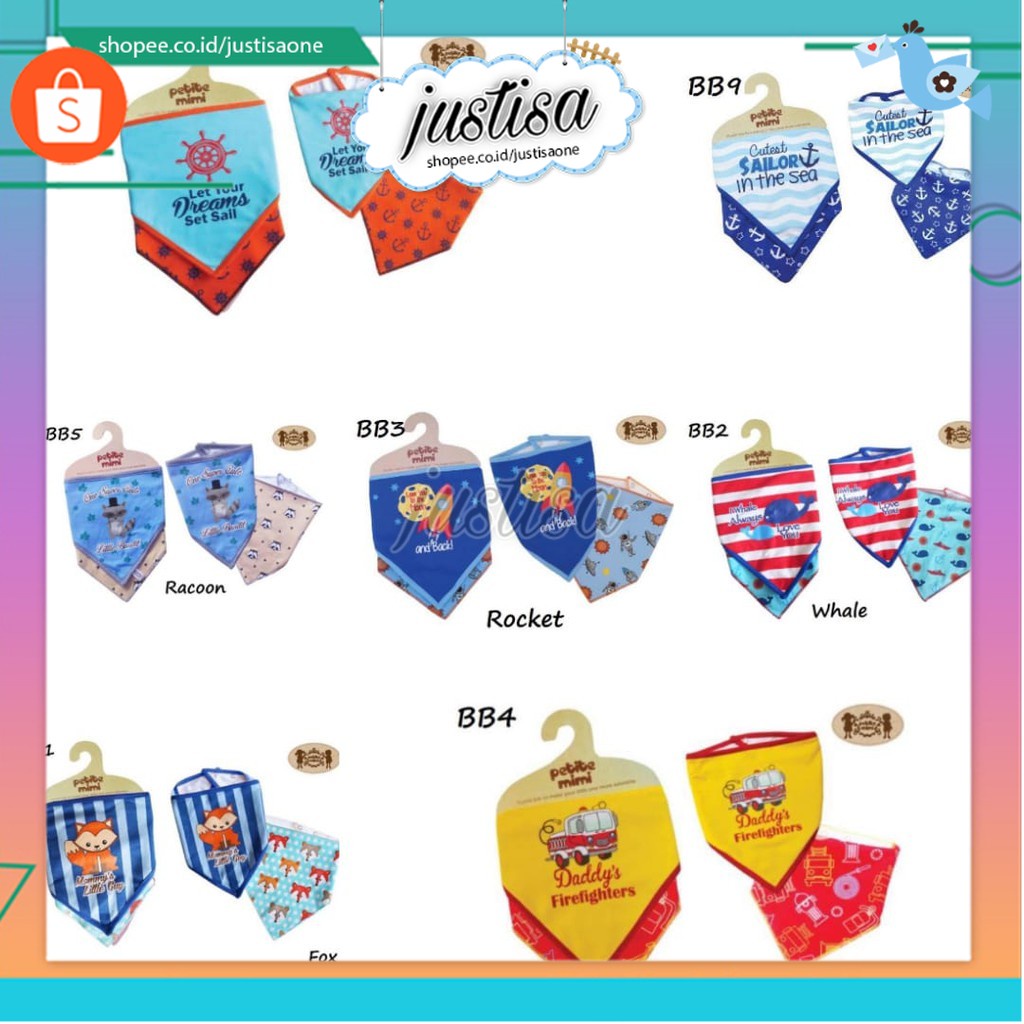 Promo !! PETITE MIMI SLABER BABY ISI 2 - CELEMEK BABY PETITE MIMI ISI 2 DENGAN KANCING PLIP - TATAKAN MAKAN