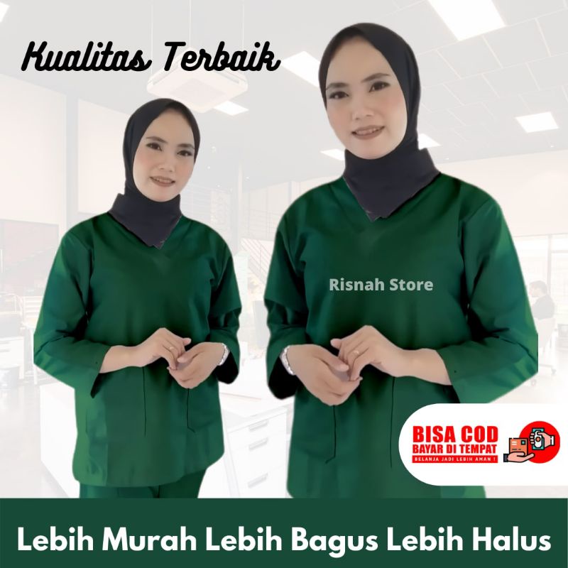 Baju Scrub Dokter Medis / Baju Ok / Baju Oka Lengan Panjang Atau Lengan Pendek Harga Murah Bahan Ame